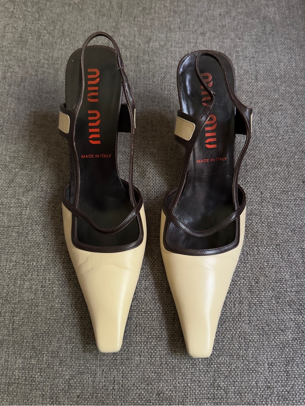 Vintage Miu Miu beige & brown heels - Picture 2 of 9